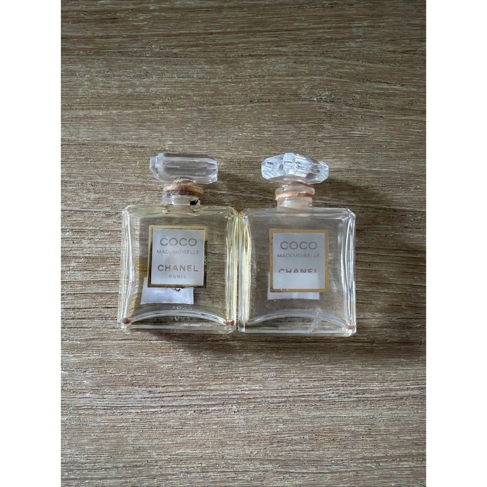 Empty Coco Chanel Mademoiselle Bottles Vintage Vtg Set of 2